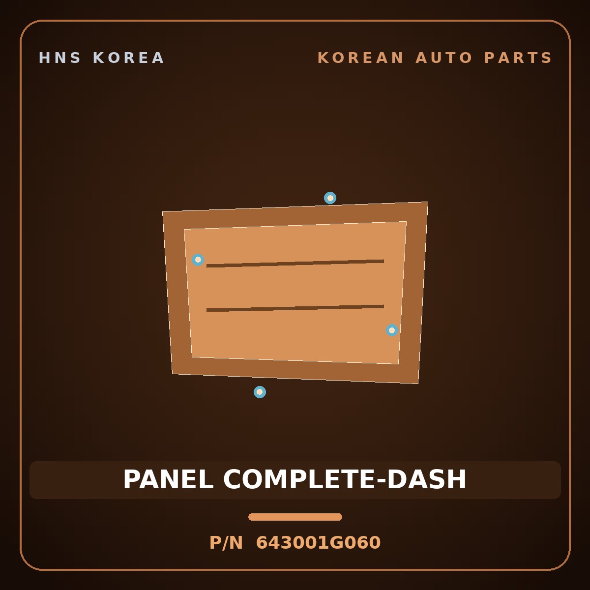 Genuine Mobis PANEL COMPLETE-DASH 643001G060 for Pride 2006 HNS Parts Korea
