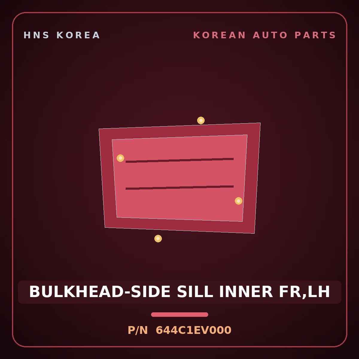 Genuine Mobis BULKHEAD-SIDE SILL INNER FR,LH 644C1EV000 for EV3 2024 HNS Parts Korea