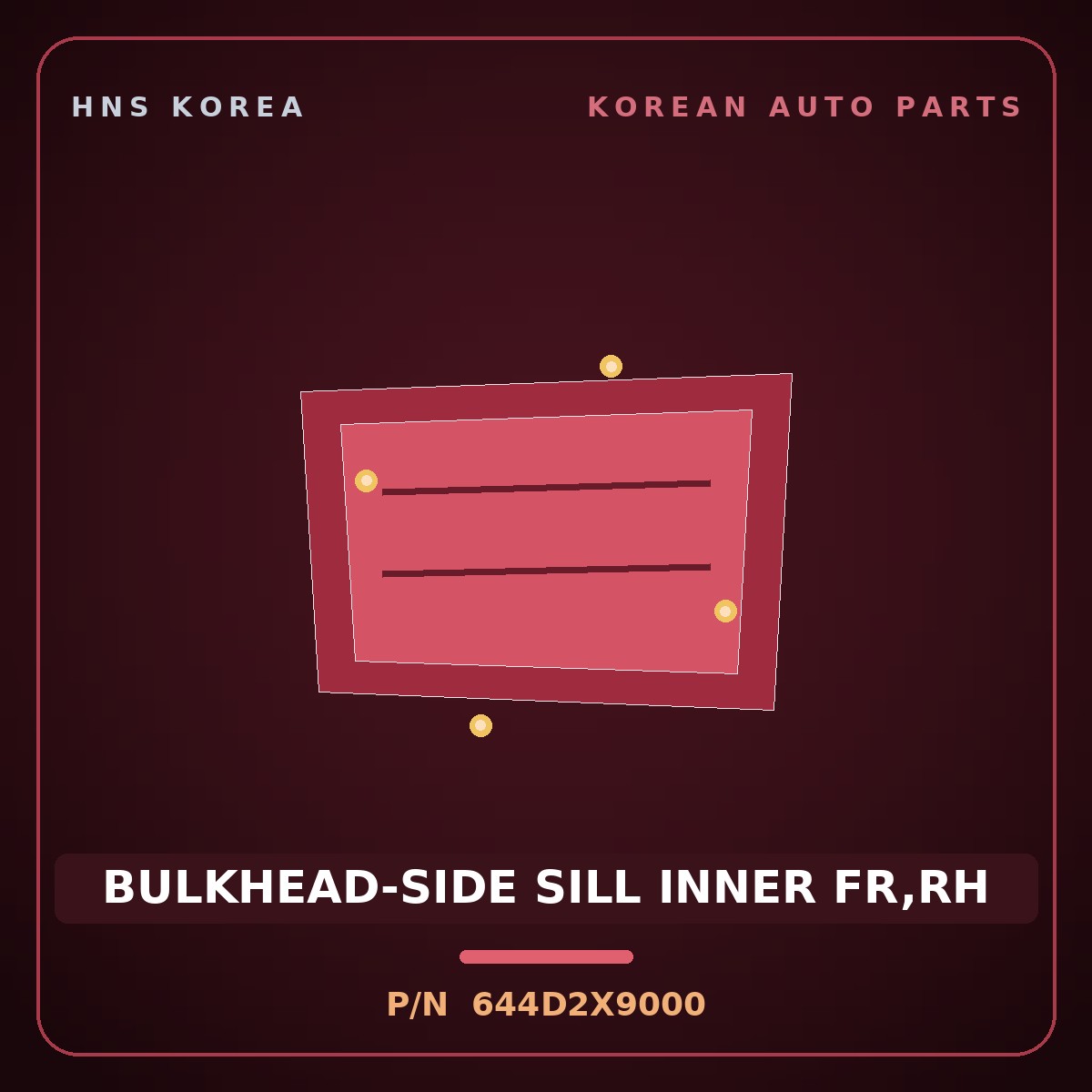 Genuine Mobis BULKHEAD-SIDE SILL INNER FR,RH 644D2X9000 for EV5 2025 HNS Parts Korea