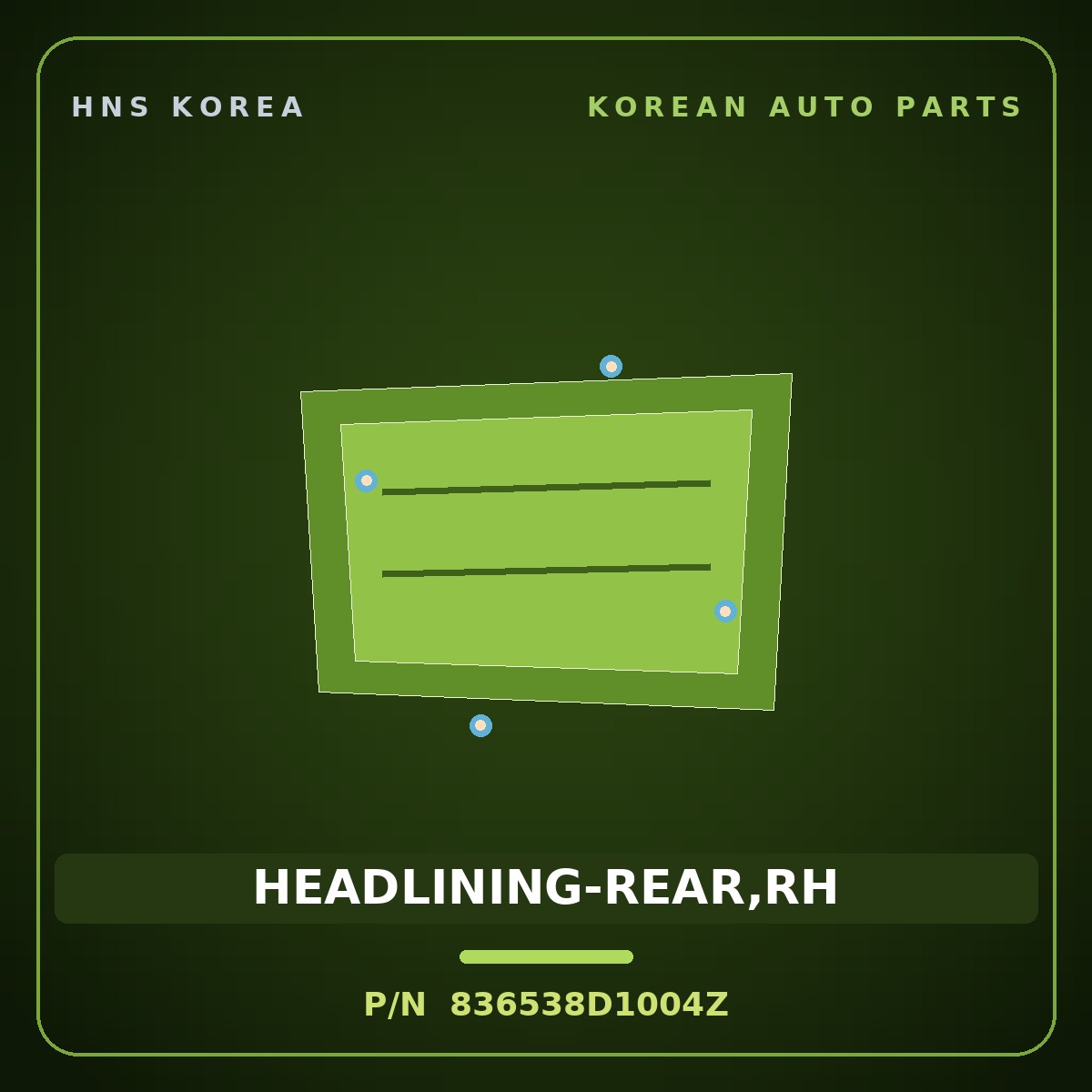 Genuine Mobis HEADLINING-REAR,RH 836538D1004Z for Express 2009 HNS Parts Korea