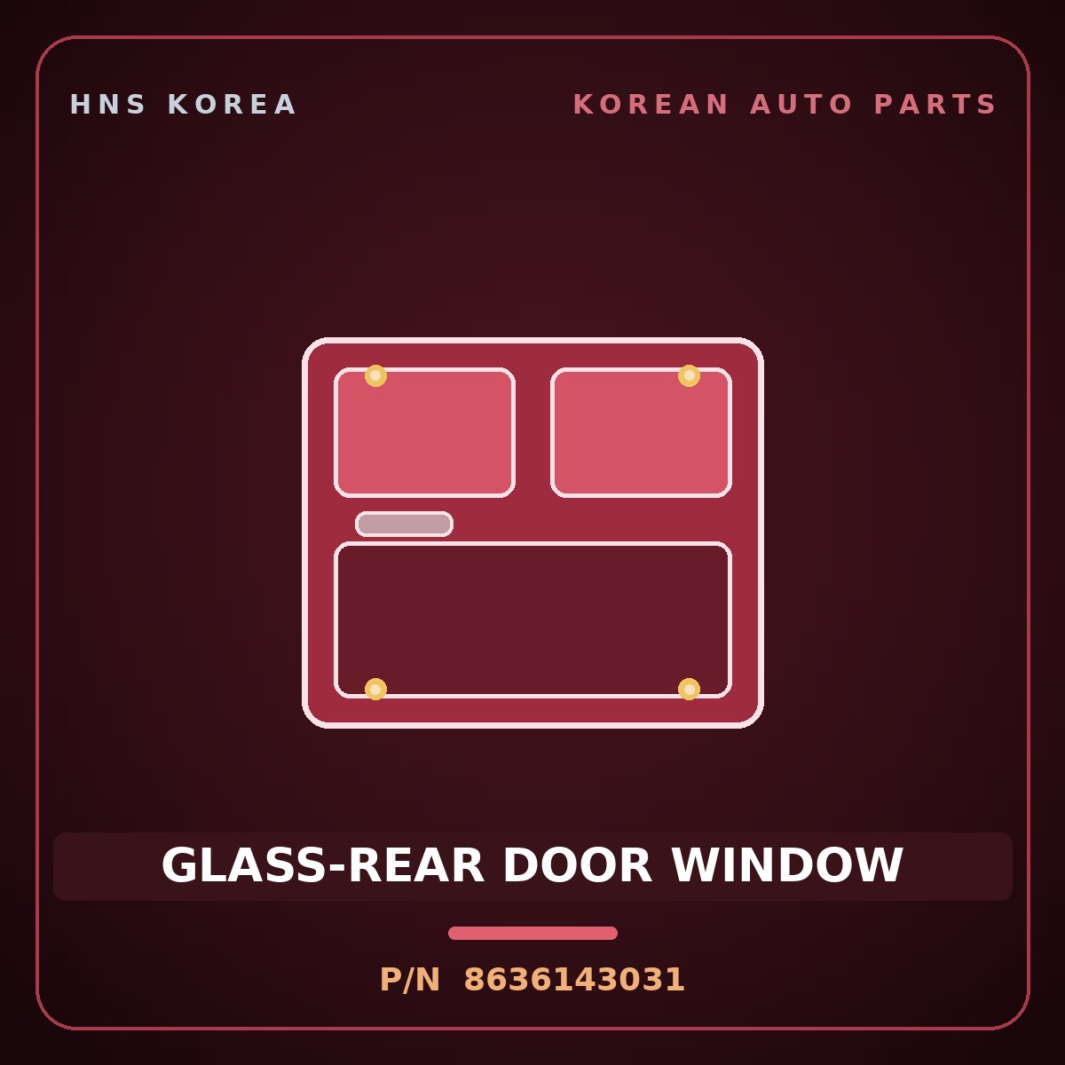 Genuine Mobis GLASS-REAR DOOR WINDOW 8636143031 for Grace 1995 HNS Parts Korea