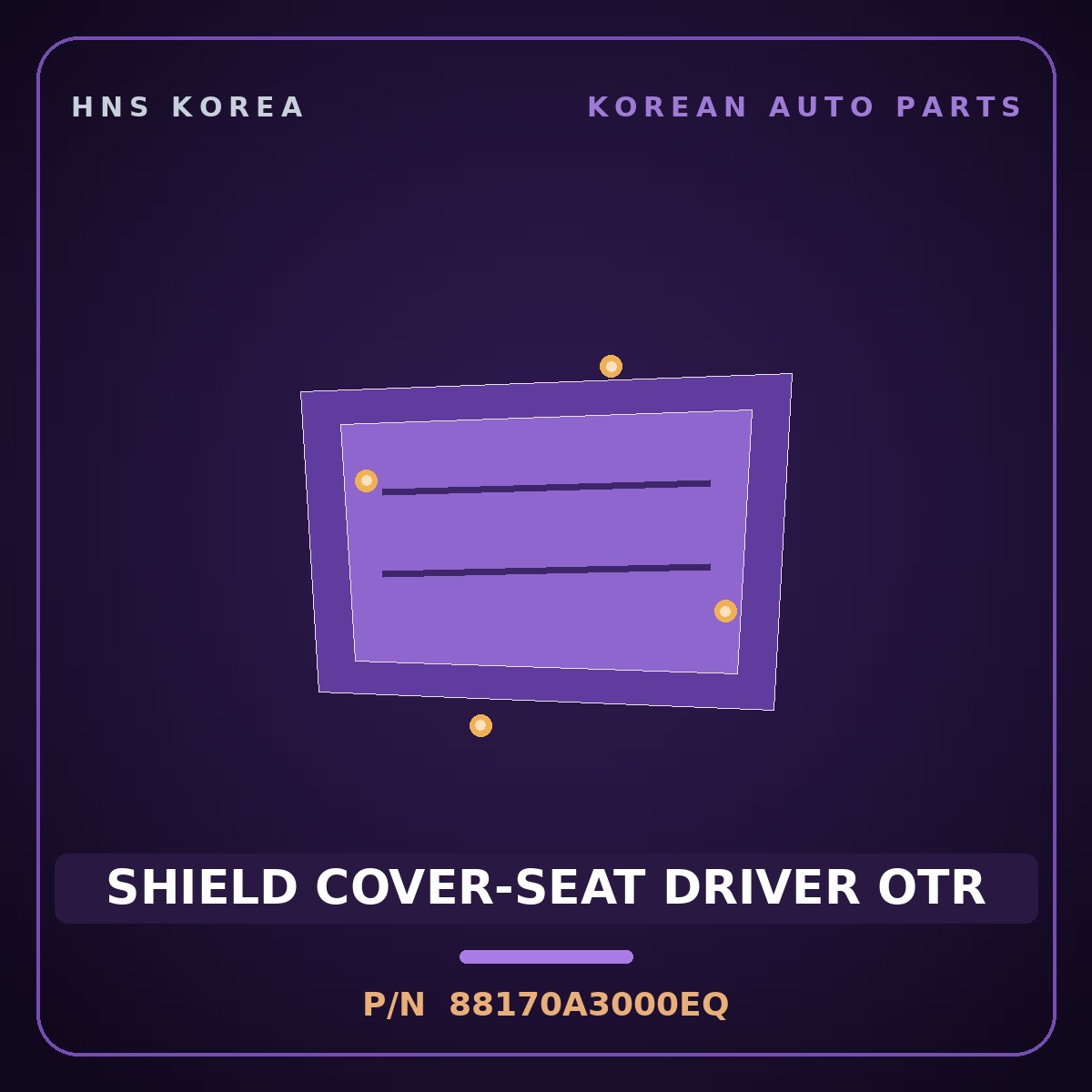 Genuine Mobis SHIELD COVER-SEAT DRIVER OTR 88170A3000EQ for Ray 2011 HNS Parts Korea