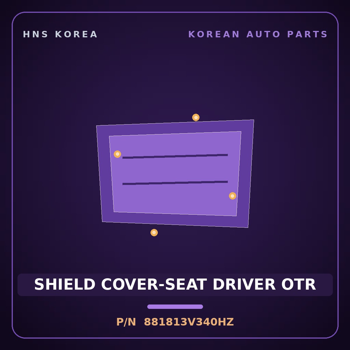 Genuine Mobis SHIELD COVER-SEAT DRIVER OTR 881813V340HZ for Grandeur 2011 HNS Parts Korea