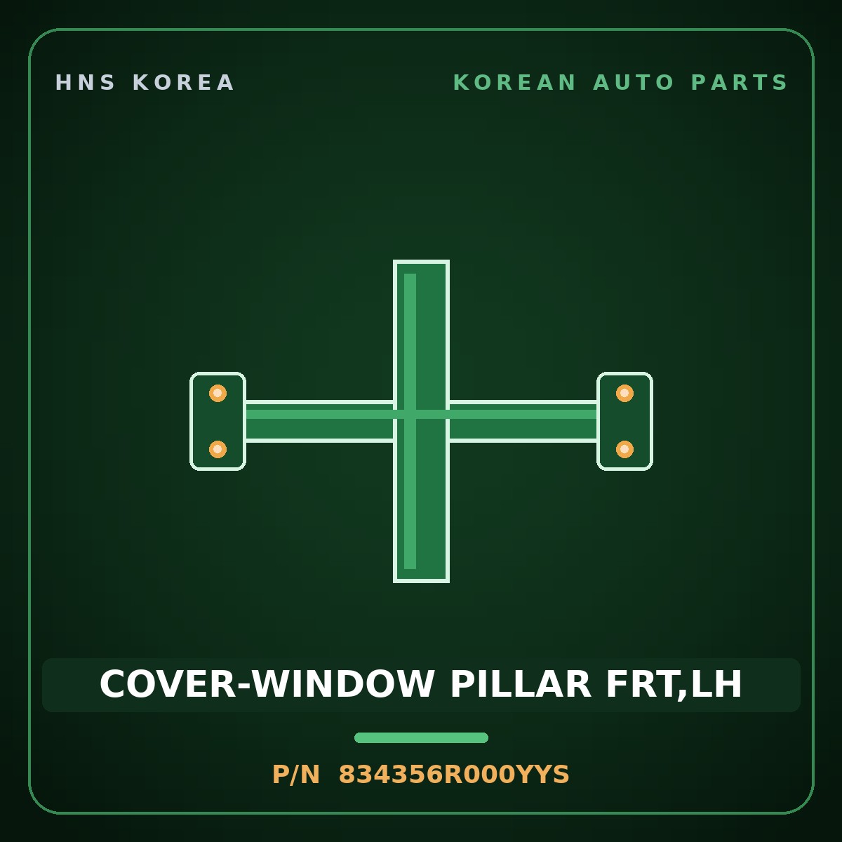 Genuine Mobis COVER-WINDOW PILLAR FRT,LH 834356R000YYS for Global 900 2008 HNS Parts Korea