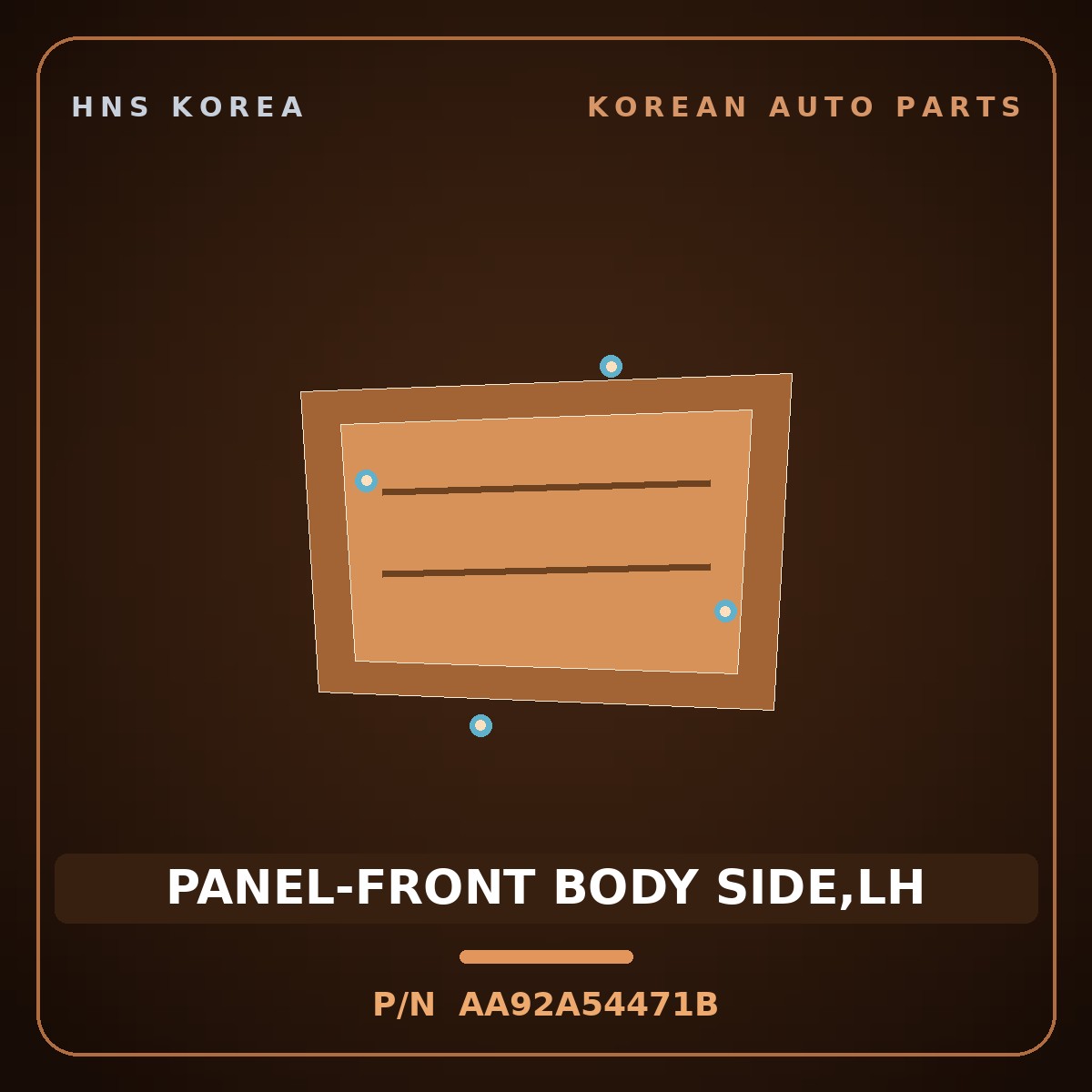 Genuine Mobis PANEL-FRONT BODY SIDE,LH AA92A54471B for Granbird 2001 HNS Parts Korea