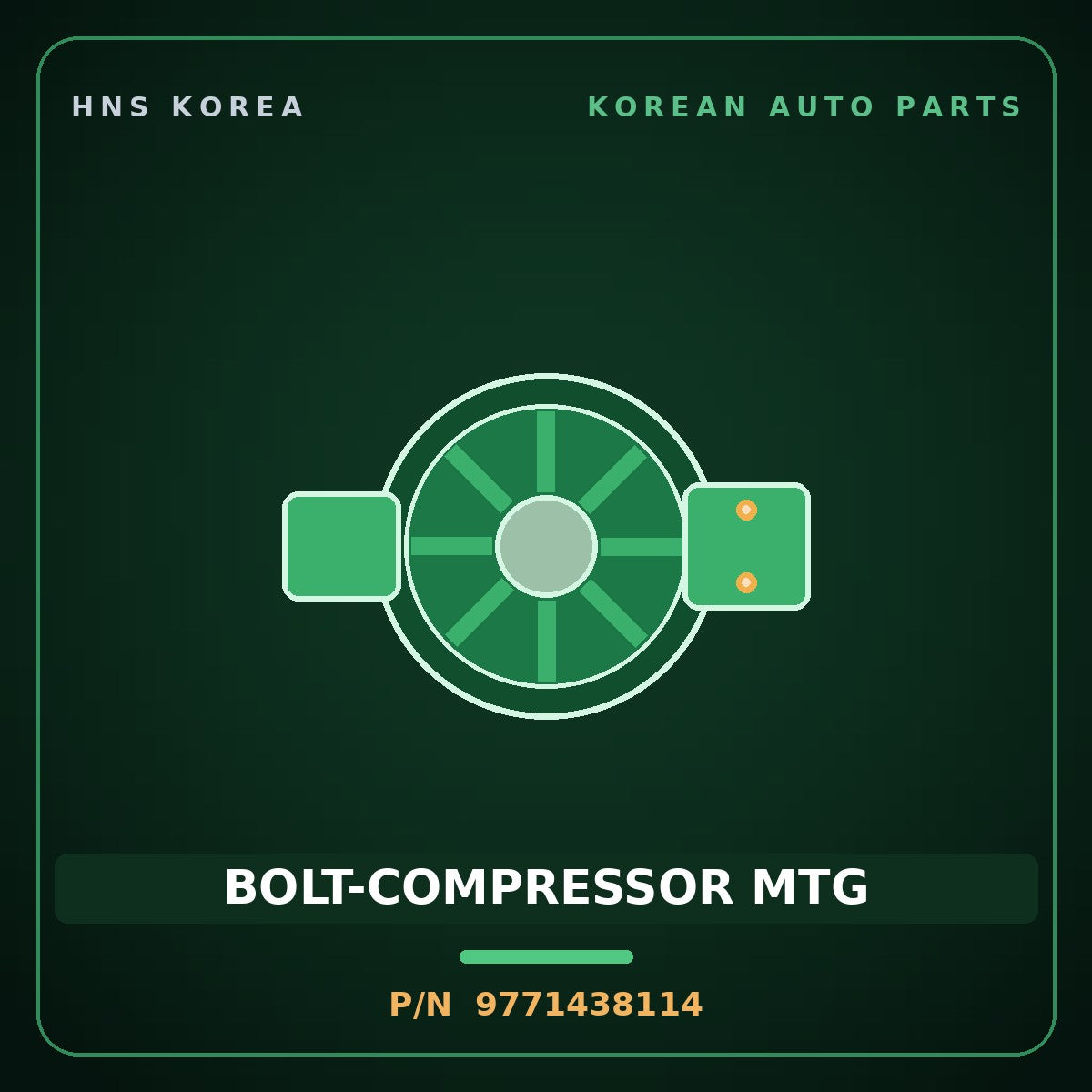 Genuine Mobis BOLT-COMPRESSOR MTG 9771438114 for Click 1999 HNS Parts Korea