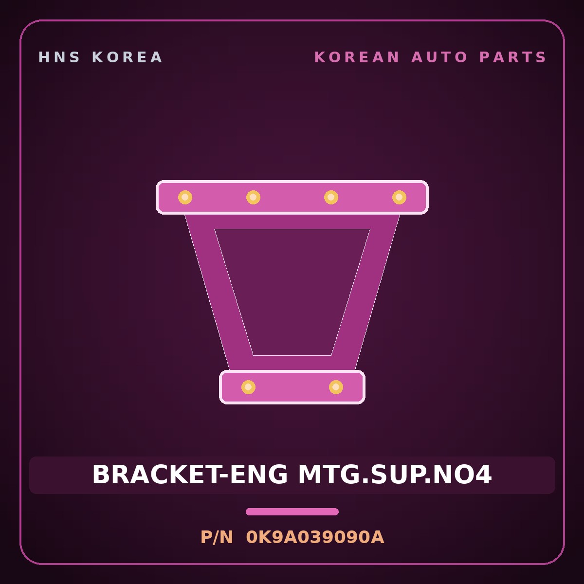 Genuine Mobis BRACKET-ENG MTG.SUP.NO4 0K9A039090A for Credos 1997 HNS Parts Korea