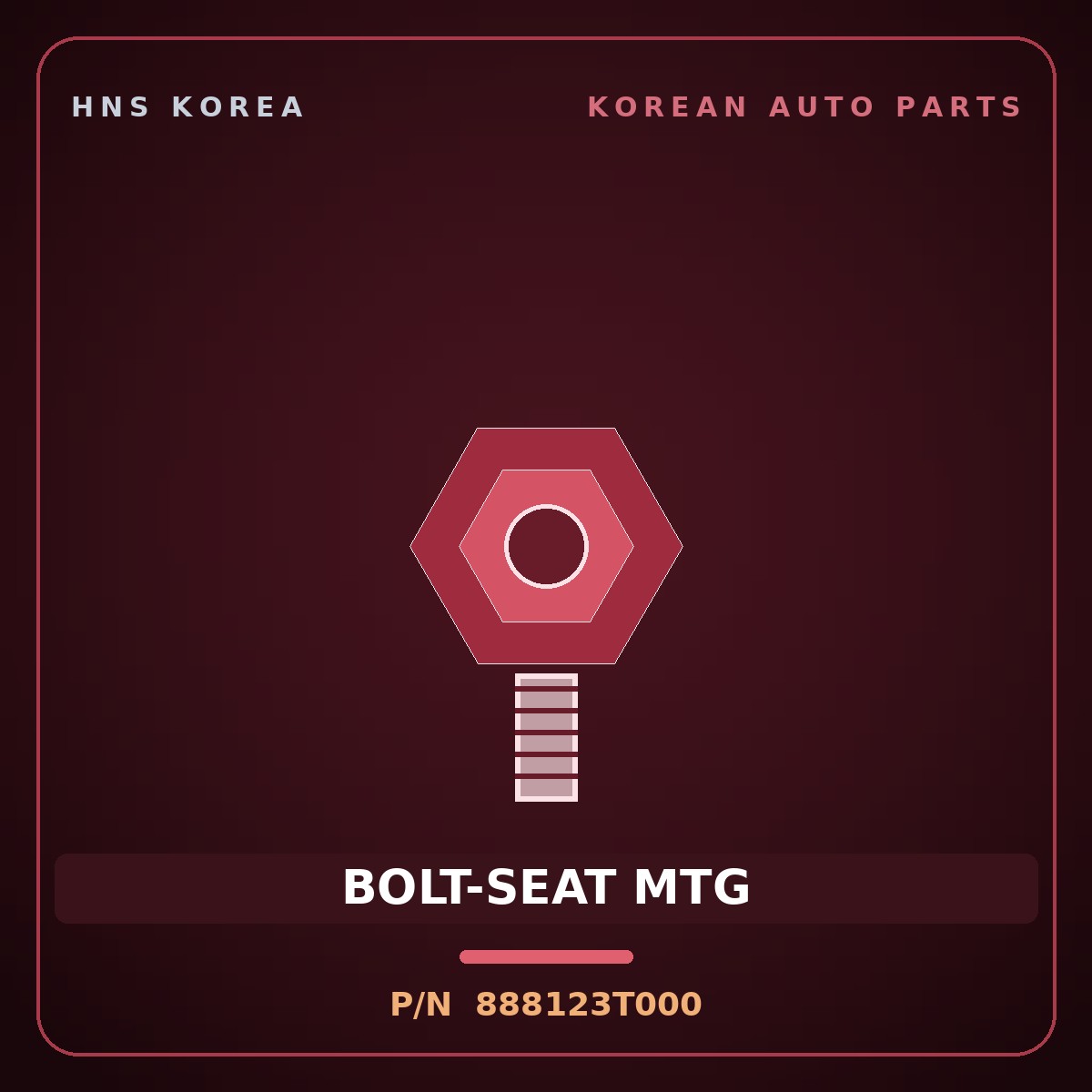 Genuine Mobis BOLT-SEAT MTG 888123T000 for K9 2011 HNS Parts Korea