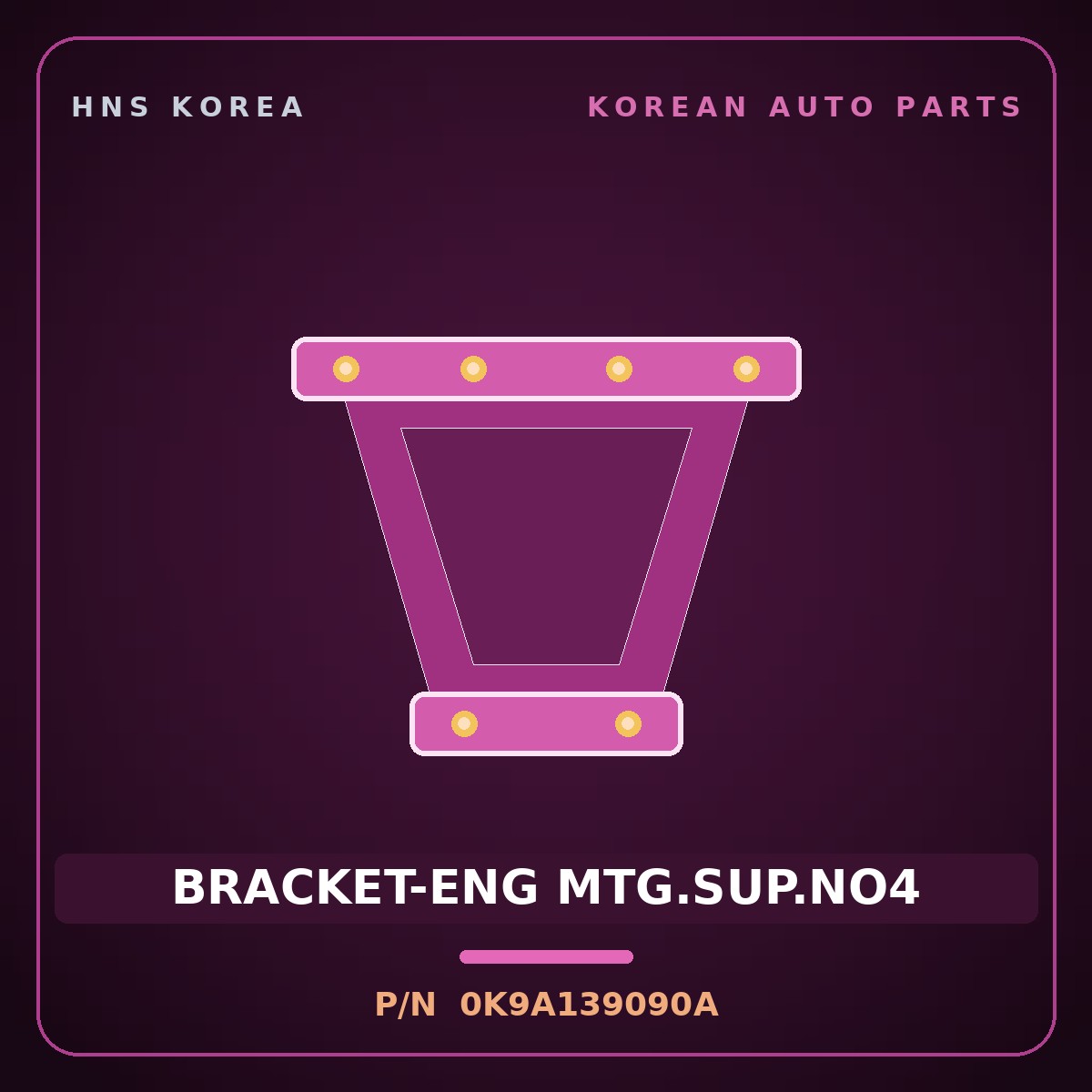 Genuine Mobis BRACKET-ENG MTG.SUP.NO4 0K9A139090A for Credos 1997 HNS Parts Korea