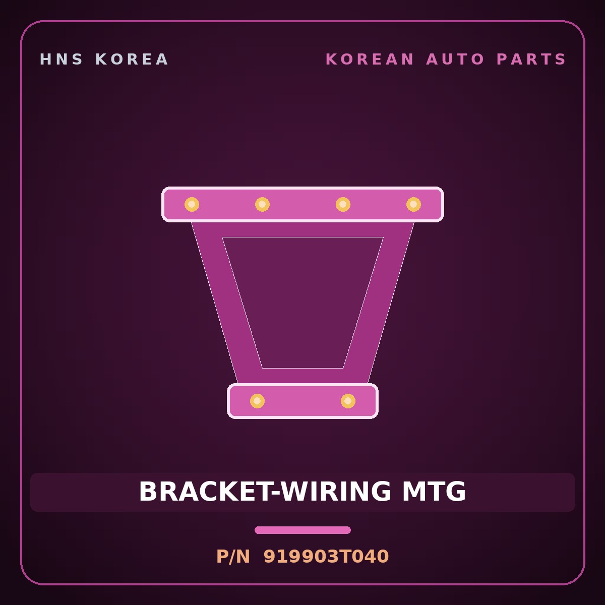 Genuine Mobis BRACKET-WIRING MTG 919903T040 for K9 2011 HNS Parts Korea