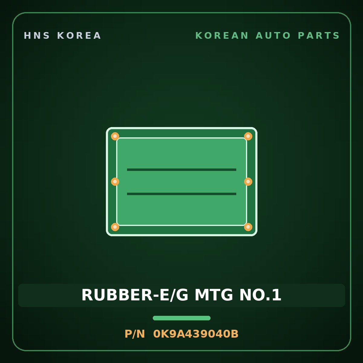 Genuine Mobis RUBBER-E/G MTG NO.1 0K9A439040B for Credos 1997 HNS Parts Korea