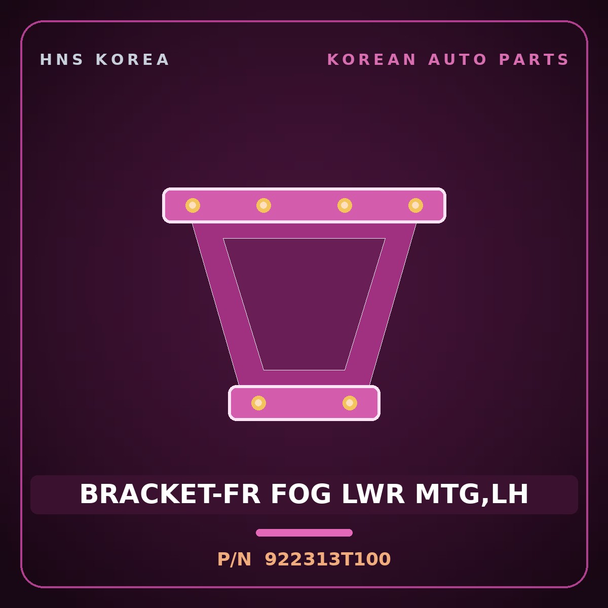 Genuine Mobis BRACKET-FR FOG LWR MTG,LH 922313T100 for K9 2011 HNS Parts Korea