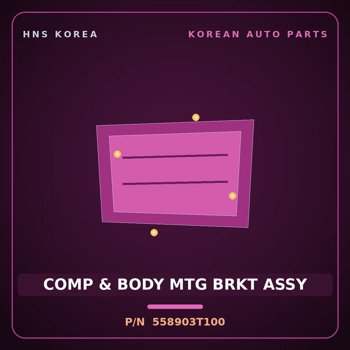 Genuine Mobis COMP & BODY MTG BRKT ASSY 558903T100 for K9 2015 HNS Parts Korea
