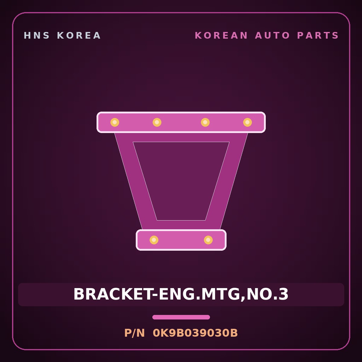 Genuine Mobis BRACKET-ENG.MTG,NO.3 0K9B039030B for Credos 1997 HNS Parts Korea