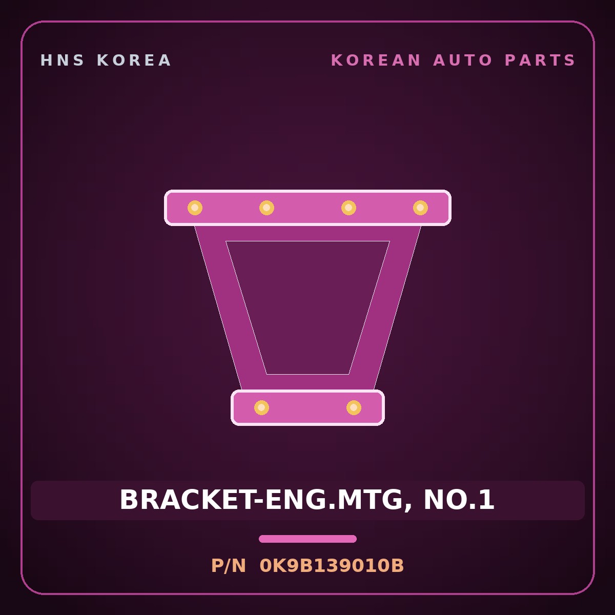 Genuine Mobis BRACKET-ENG.MTG, NO.1 0K9B139010B for Credos 1997 HNS Parts Korea