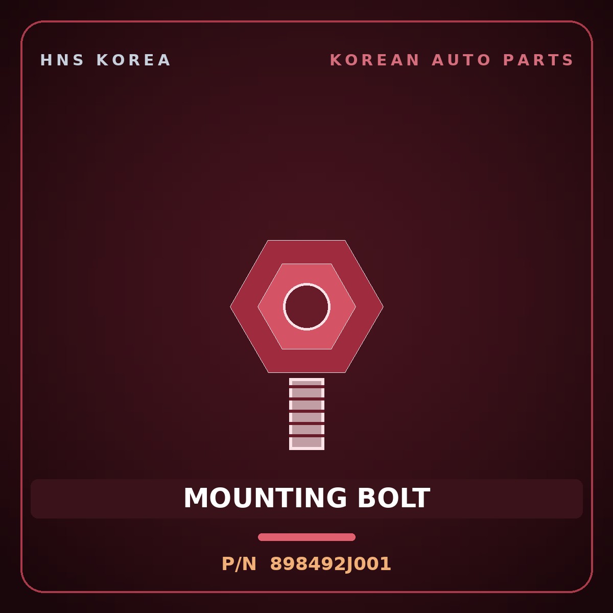 Genuine Mobis MOUNTING BOLT 898492J001 for Mohave 2007 HNS Parts Korea