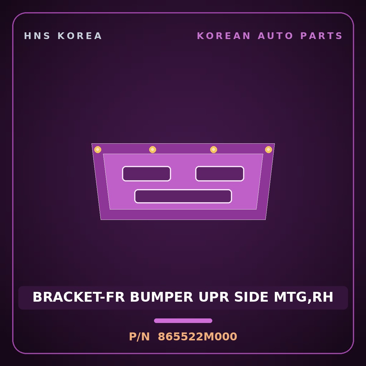 Genuine Mobis BRACKET-FR BUMPER UPR SIDE MTG,RH 865522M000 for Genesis Coupe 2008 HNS Parts Korea