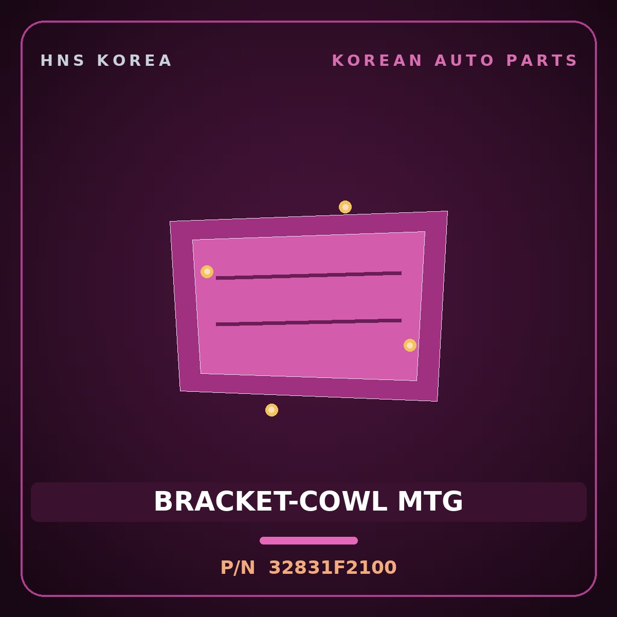 Genuine Mobis BRACKET-COWL MTG 32831F2100 for Elantra 2016 HNS Parts Korea