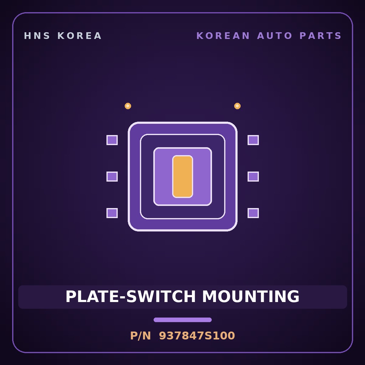 Genuine Mobis PLATE-SWITCH MOUNTING 937847S100 for Trago 2013 HNS Parts Korea