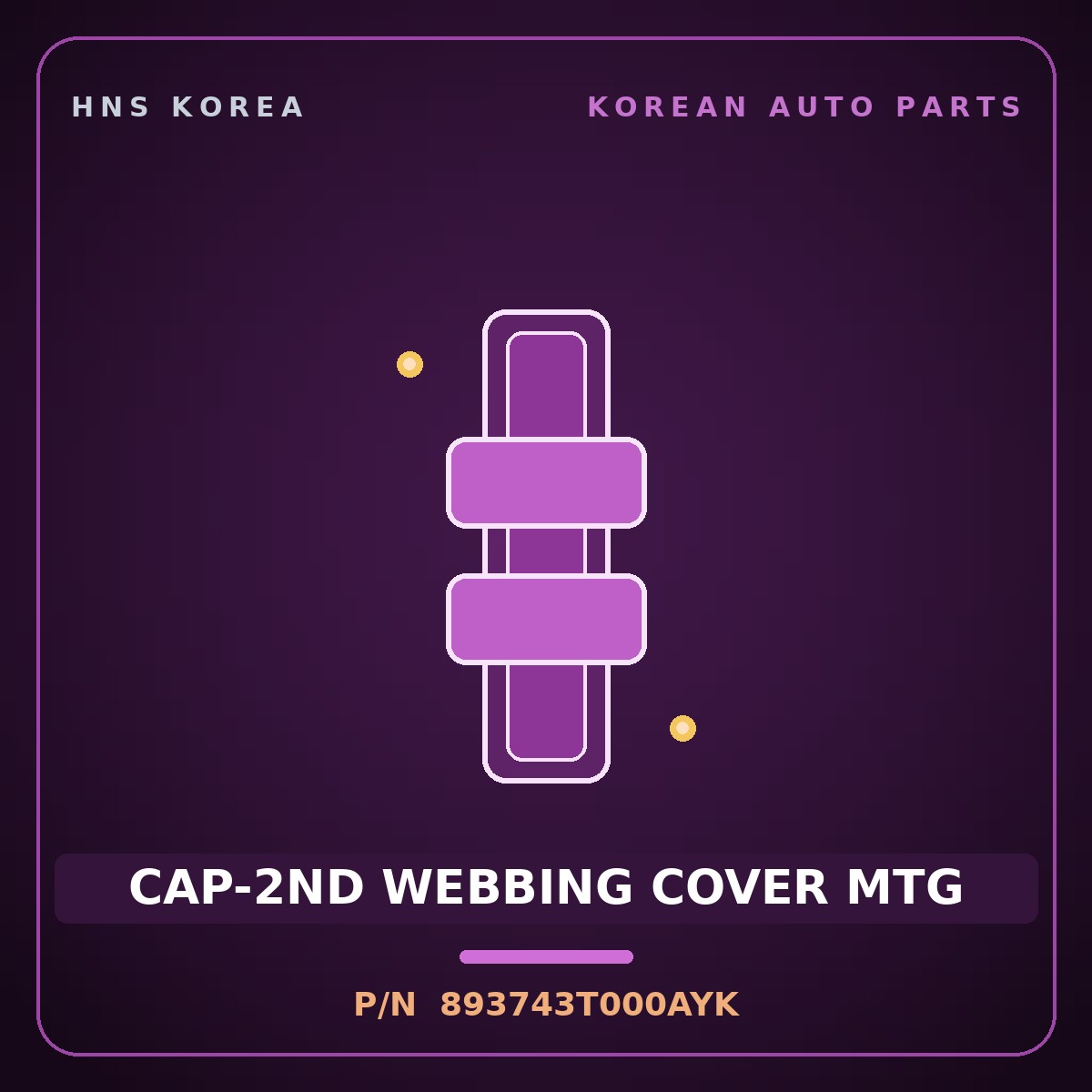 Genuine Mobis CAP-2ND WEBBING COVER MTG 893743T000AYK for K9 2015 HNS Parts Korea