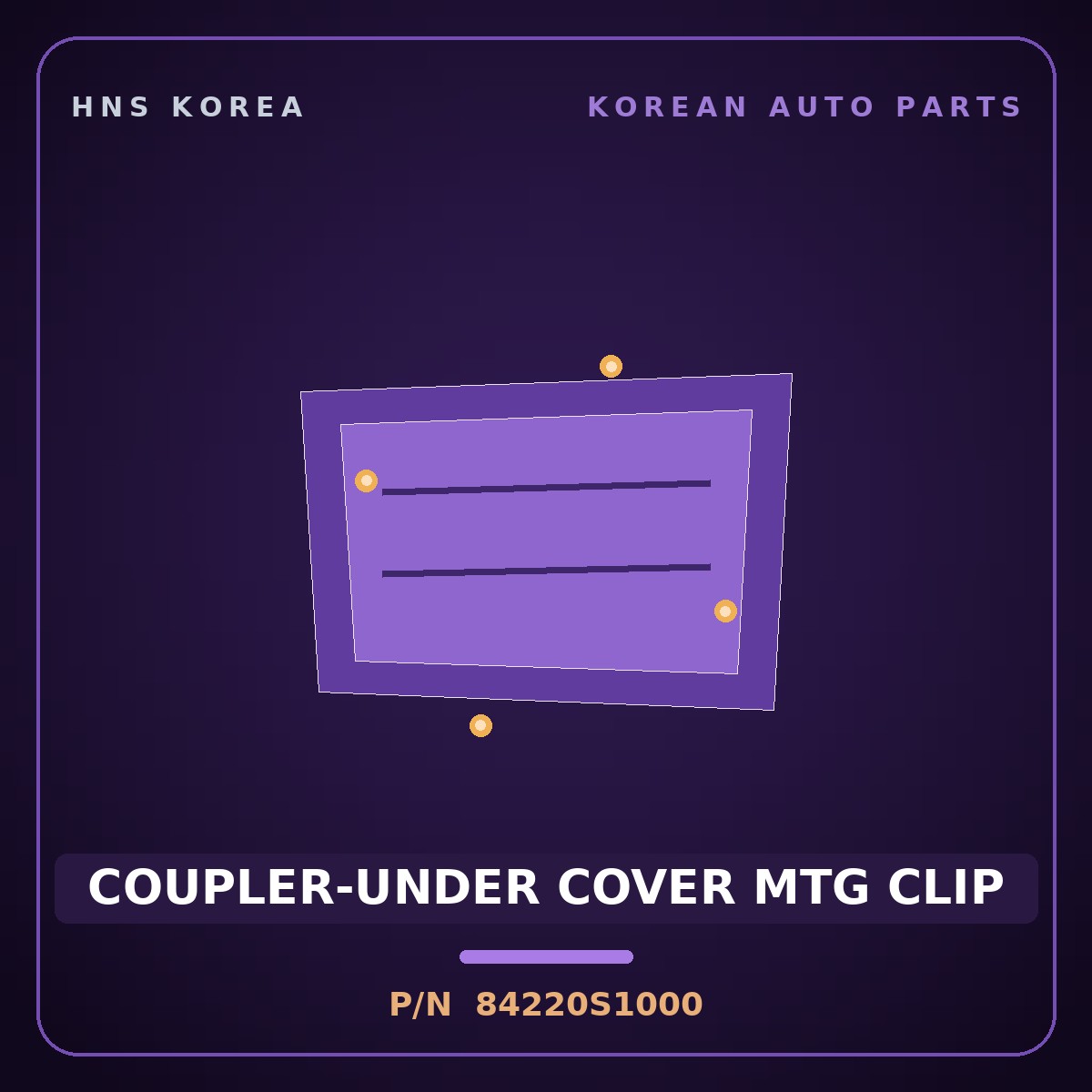 Genuine Mobis COUPLER-UNDER COVER MTG CLIP 84220S1000 for Carnival 2018 HNS Parts Korea
