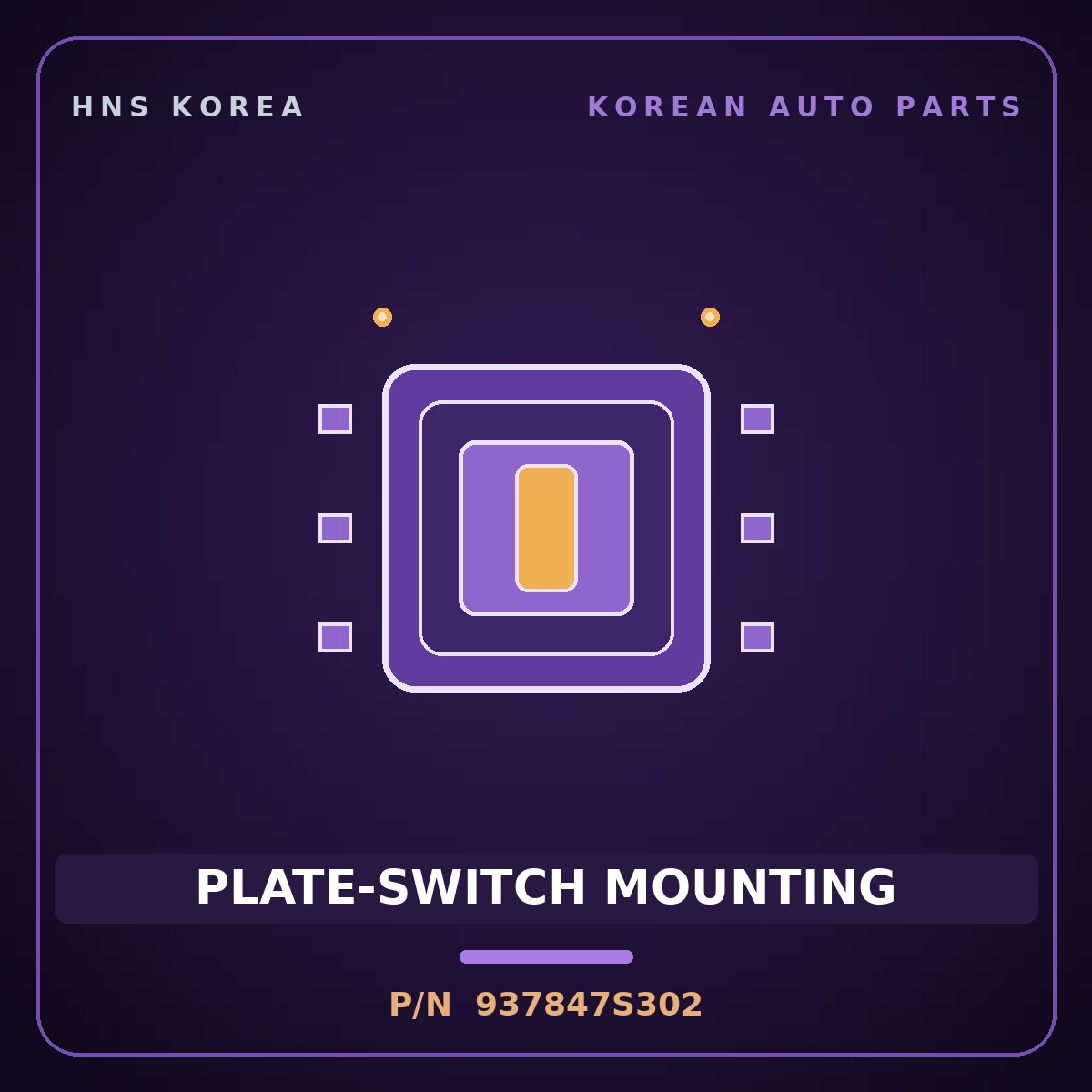 Genuine Mobis PLATE-SWITCH MOUNTING 937847S302 for Trago 2013 HNS Parts Korea