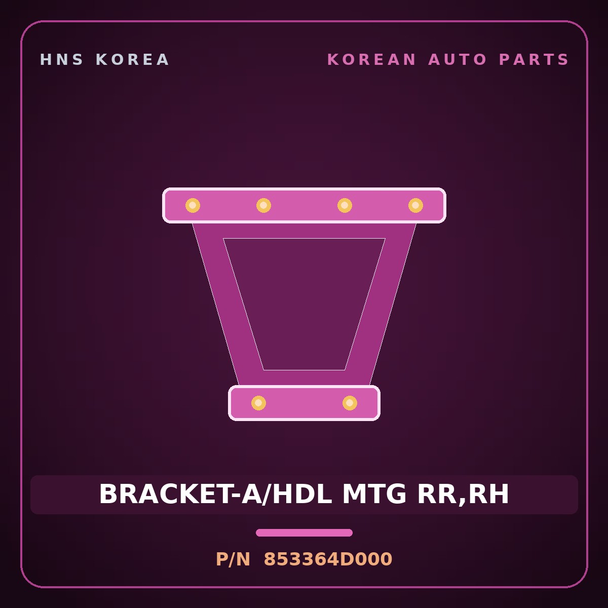 Genuine Mobis BRACKET-A/HDL MTG RR,RH 853364D000 for Carnival 2006 HNS Parts Korea
