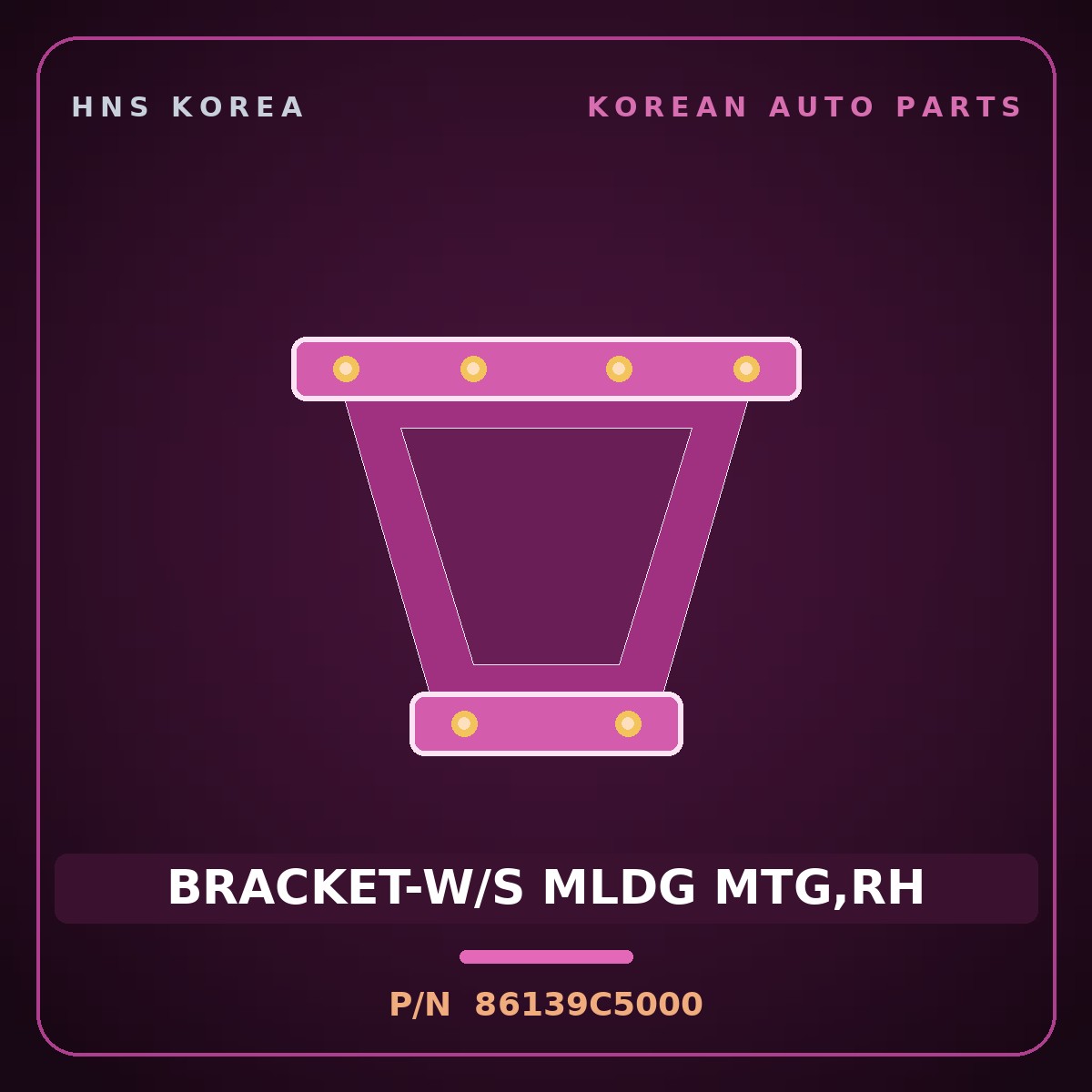 Genuine Mobis BRACKET-W/S MLDG MTG,RH 86139C5000 for Sorento 2015 HNS Parts Korea