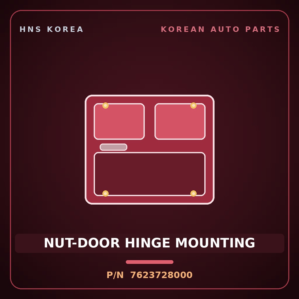 Genuine Mobis NUT-DOOR HINGE MOUNTING 7623728000 for 5-Ton Truck 1997 HNS Parts Korea