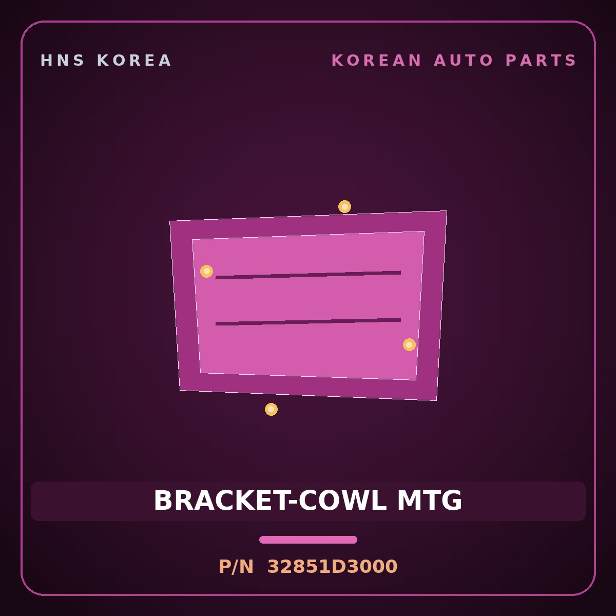 Genuine Mobis BRACKET-COWL MTG 32851D3000 for Sportage 2015 HNS Parts Korea