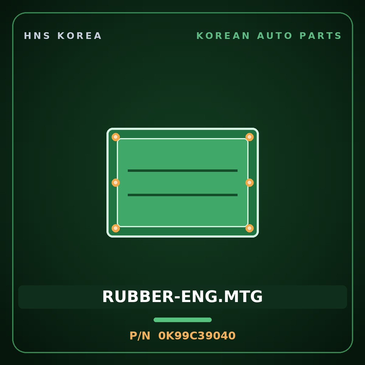 Genuine Mobis RUBBER-ENG.MTG 0K99C39040 for Potentia 1997 HNS Parts Korea