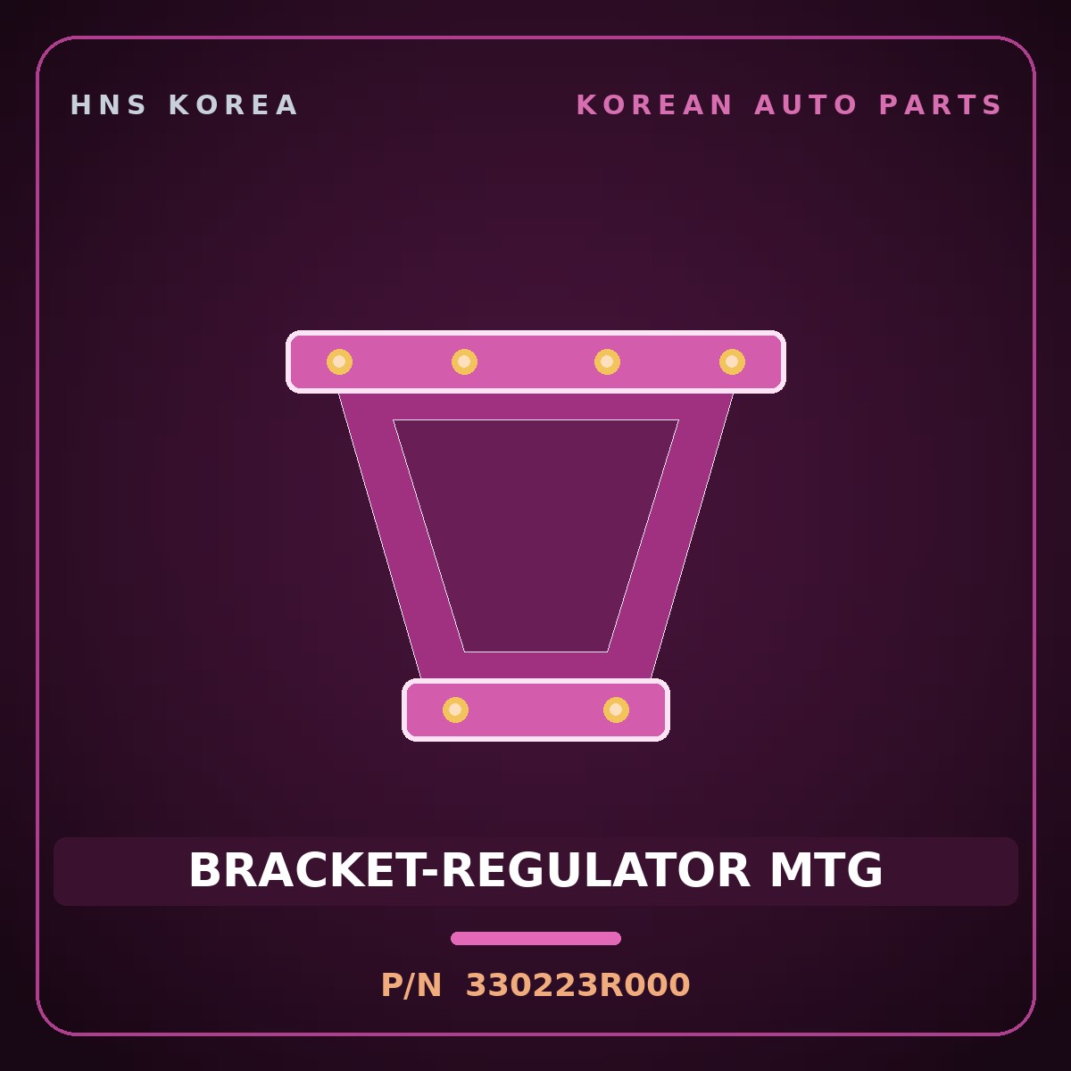 Genuine Mobis BRACKET-REGULATOR MTG 330223R000 for K5 2008 HNS Parts Korea