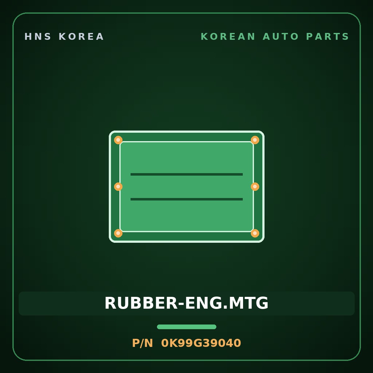 Genuine Mobis RUBBER-ENG.MTG 0K99G39040 for Potentia 1997 HNS Parts Korea