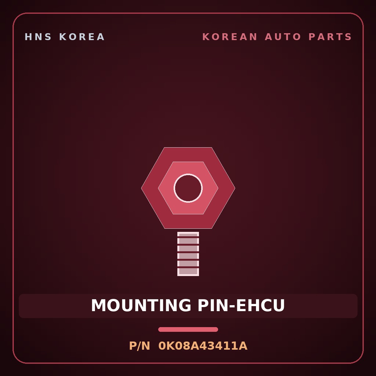 Genuine Mobis MOUNTING PIN-EHCU 0K08A43411A for Carnival 1998 HNS Parts Korea