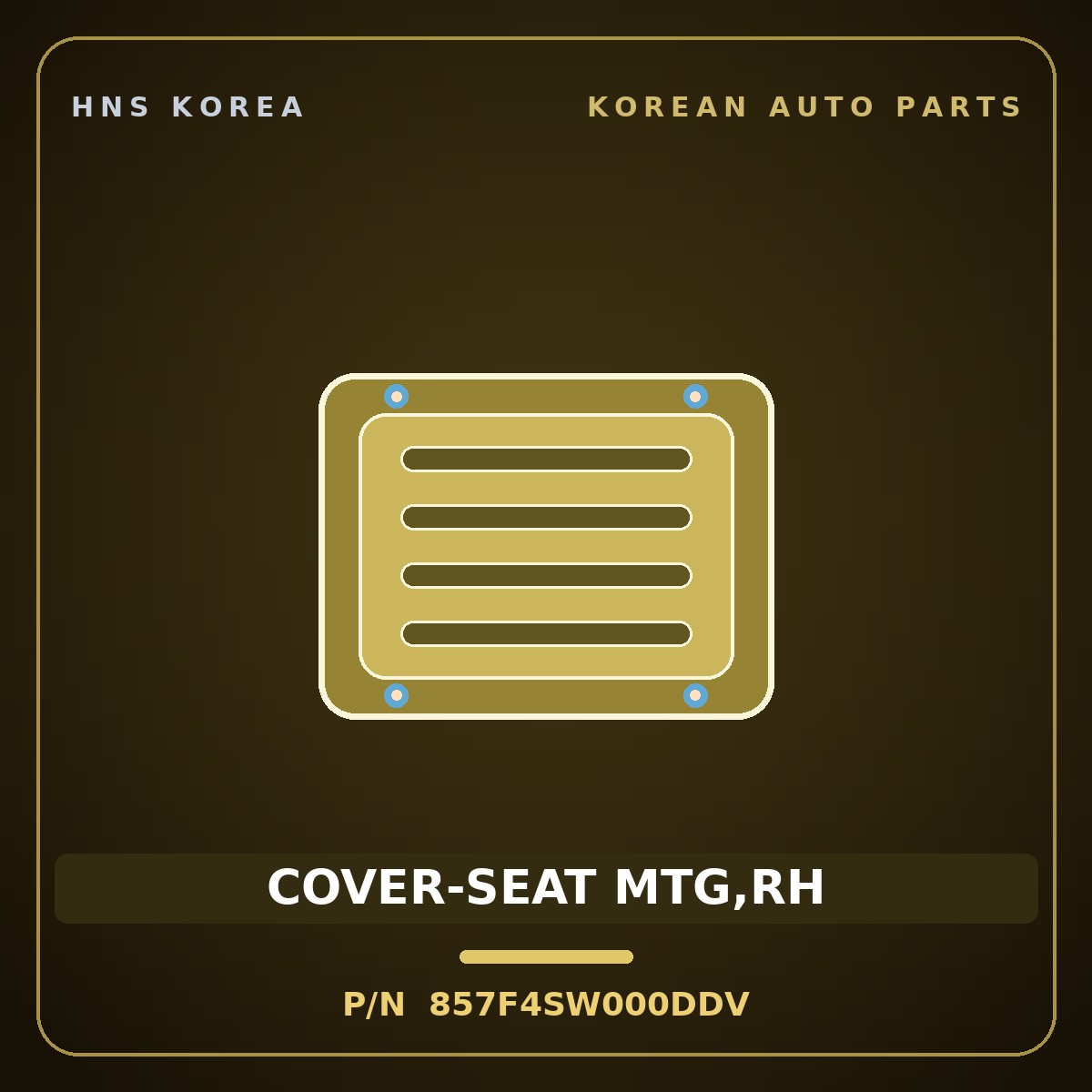 Genuine Mobis COVER-SEAT MTG,RH 857F4SW000DDV for PV5 2026 HNS Parts Korea