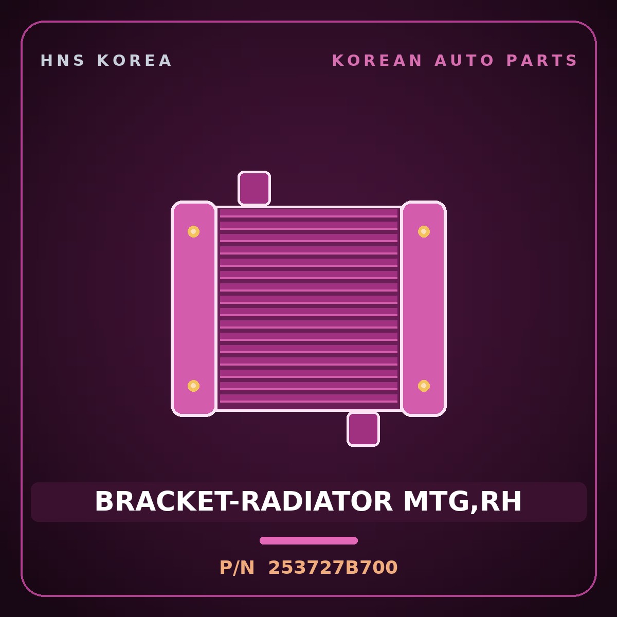 Genuine Mobis BRACKET-RADIATOR MTG,RH 253727B700 for 8-Ton Truck 2000 HNS Parts Korea