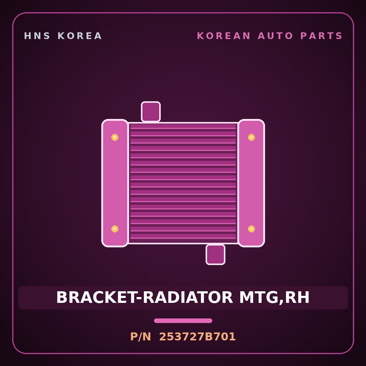 Genuine Mobis BRACKET-RADIATOR MTG,RH 253727B701 for 8-Ton Truck 2000 HNS Parts Korea