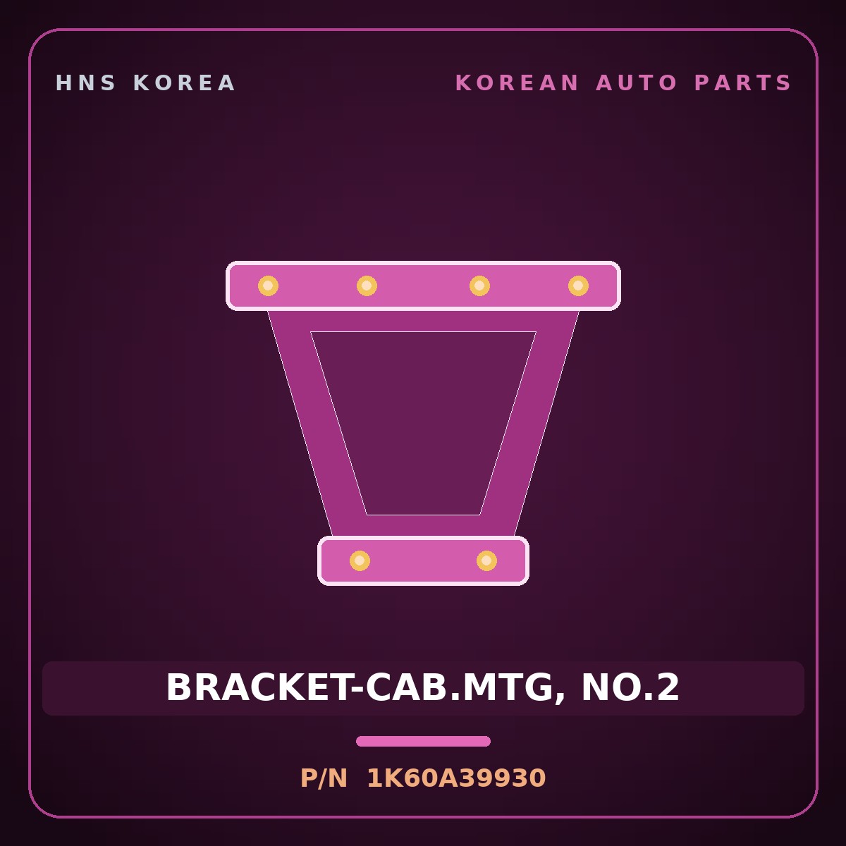 Genuine Mobis BRACKET-CAB.MTG, NO.2 1K60A39930 for Bongo 1997 HNS Parts Korea