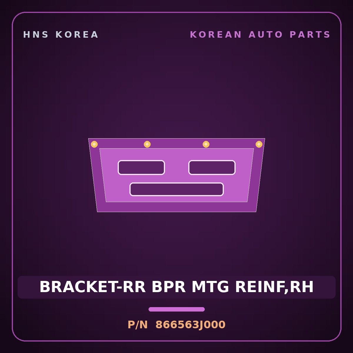 Genuine Mobis BRACKET-RR BPR MTG REINF,RH 866563J000 for Veracruz 2006 HNS Parts Korea