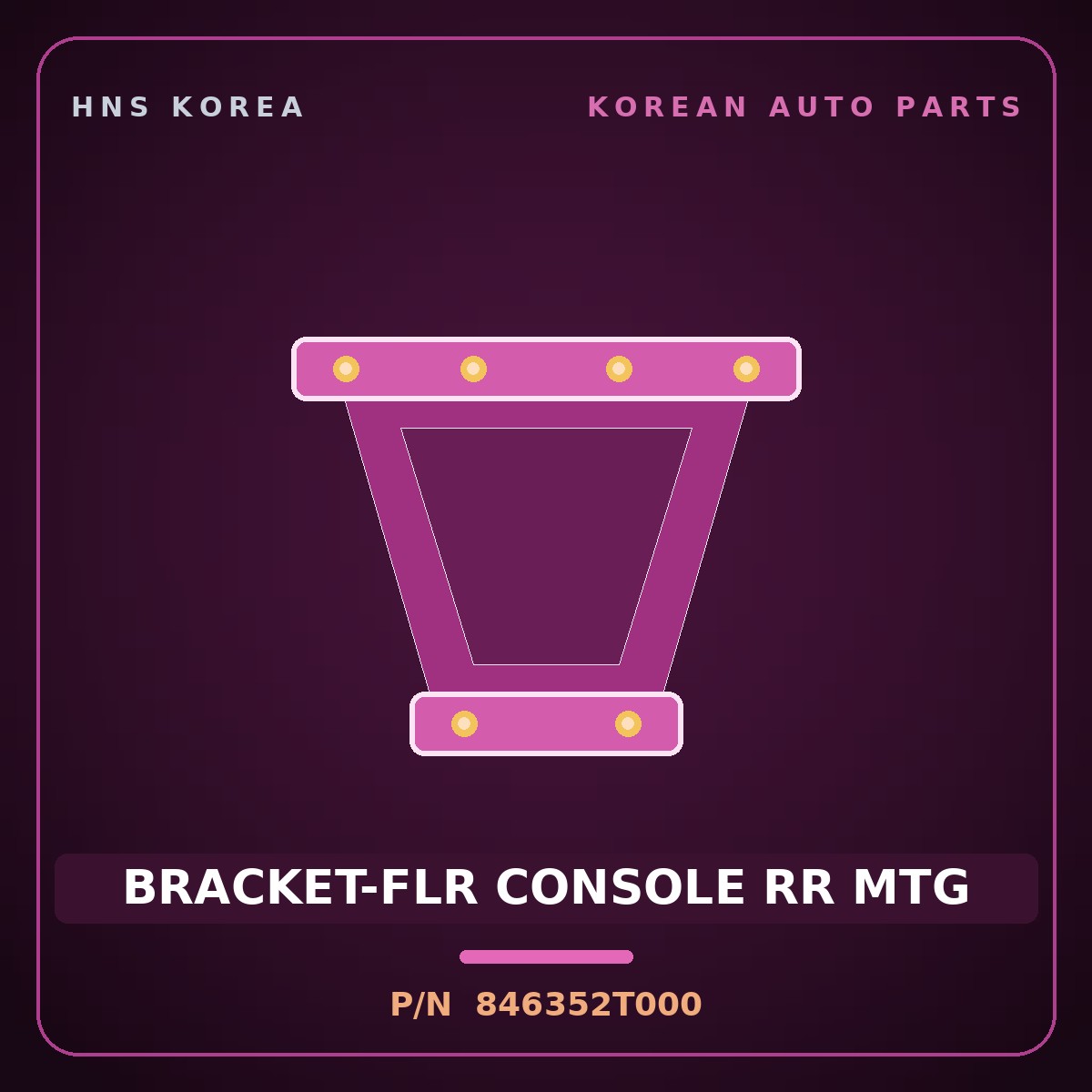 Genuine Mobis BRACKET-FLR CONSOLE RR MTG 846352T000 for K5 2011 HNS Parts Korea