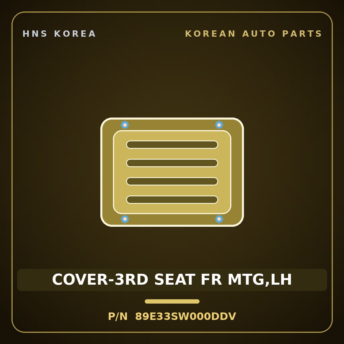 Genuine Mobis COVER-3RD SEAT FR MTG,LH 89E33SW000DDV for PV5 2026 HNS Parts Korea