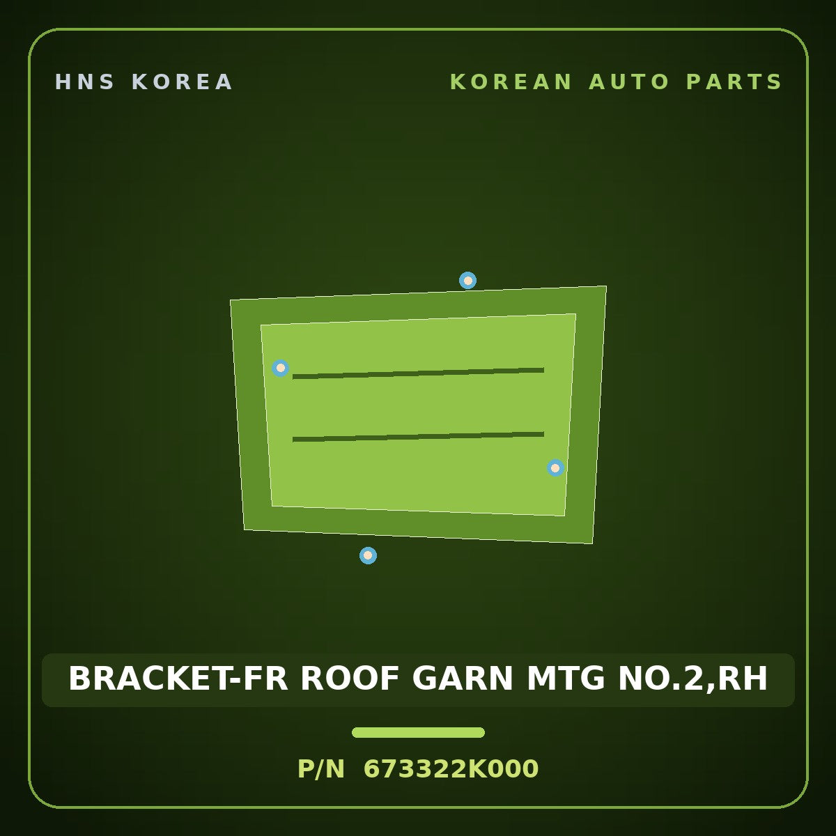 Genuine Mobis BRACKET-FR ROOF GARN MTG NO.2,RH 673322K000 for Soul 2008 HNS Parts Korea