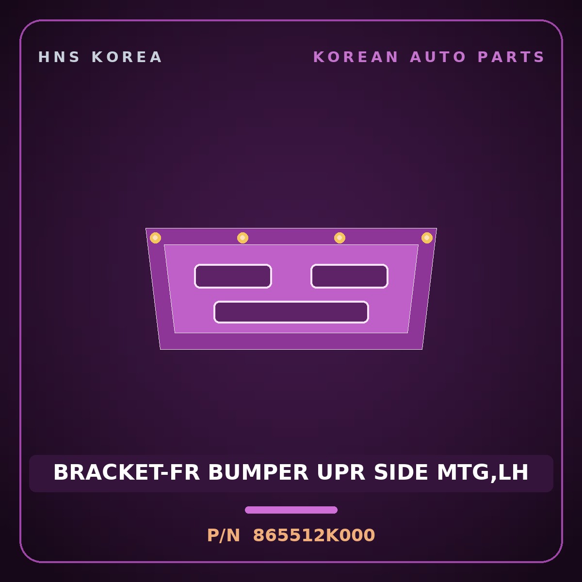 Genuine Mobis BRACKET-FR BUMPER UPR SIDE MTG,LH 865512K000 for Soul 2008 HNS Parts Korea