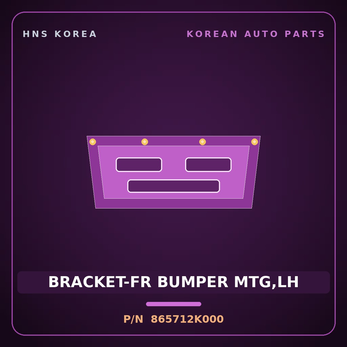 Genuine Mobis BRACKET-FR BUMPER MTG,LH 865712K000 for Soul 2008 HNS Parts Korea