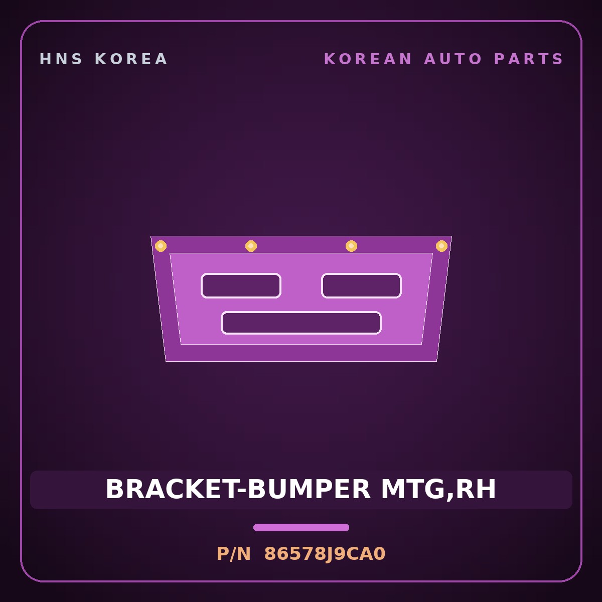 Genuine Mobis BRACKET-BUMPER MTG,RH 86578J9CA0 for Kona 2021 HNS Parts Korea