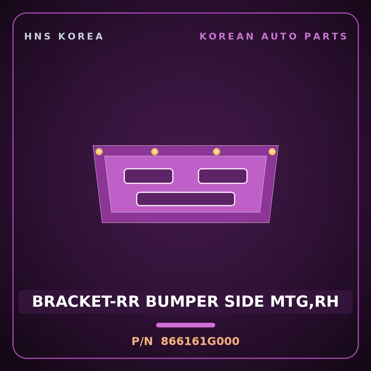 Genuine Mobis BRACKET-RR BUMPER SIDE MTG,RH 866161G000 for Pride 2006 HNS Parts Korea