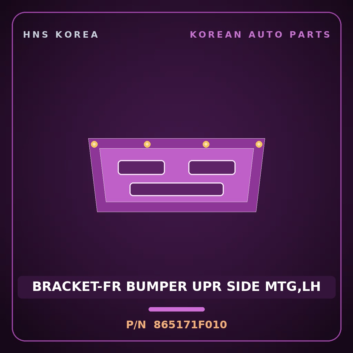 Genuine Mobis BRACKET-FR BUMPER UPR SIDE MTG,LH 865171F010 for Sportage 2006 HNS Parts Korea