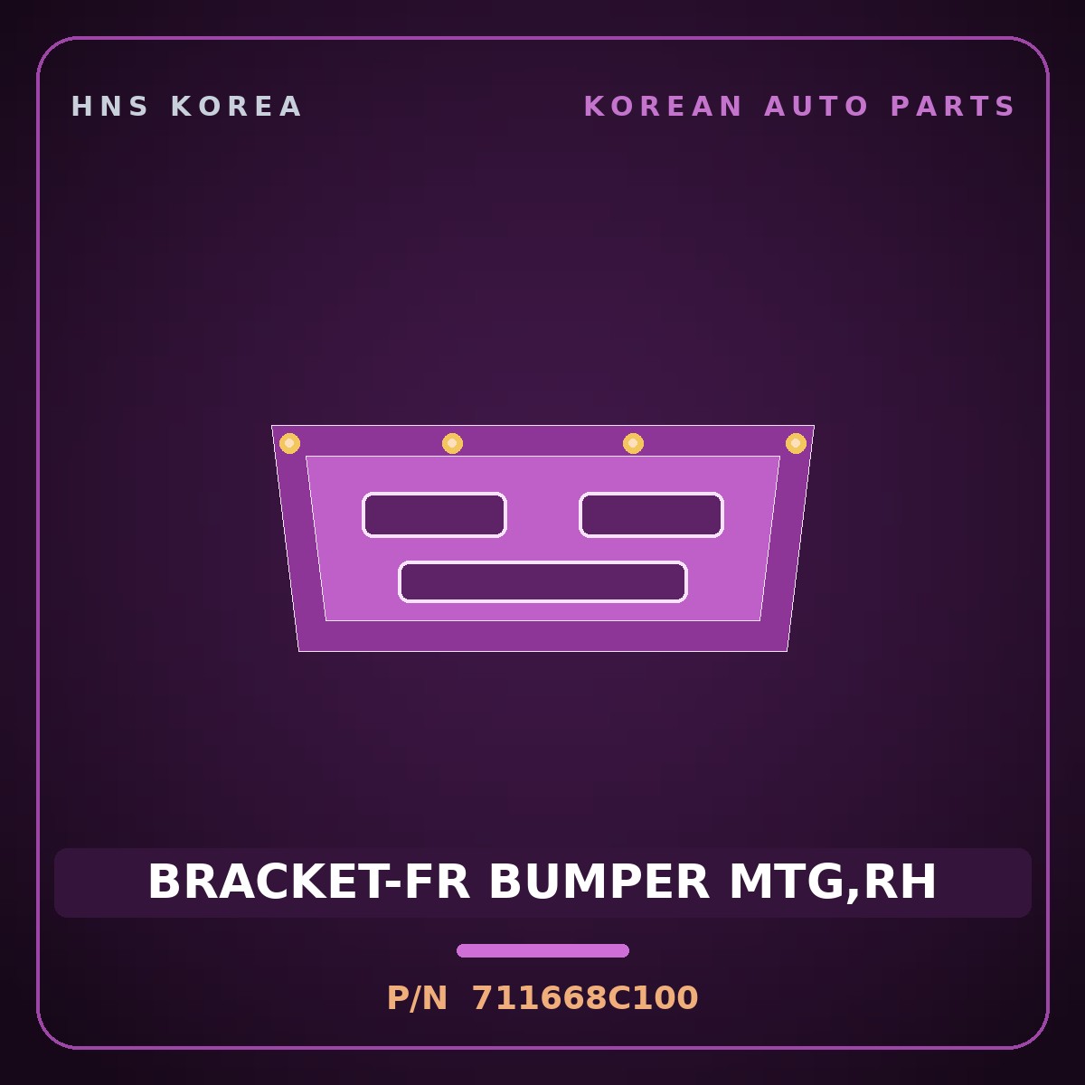 Genuine Mobis BRACKET-FR BUMPER MTG,RH 711668C100 for Aero City 2000 HNS Parts Korea