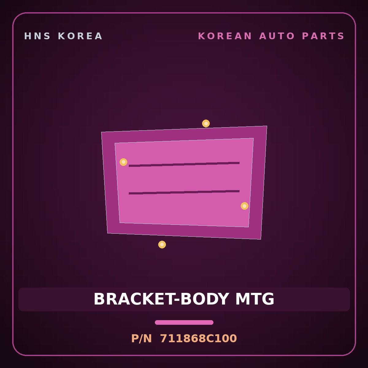 Genuine Mobis BRACKET-BODY MTG 711868C100 for Aero City 2000 HNS Parts Korea