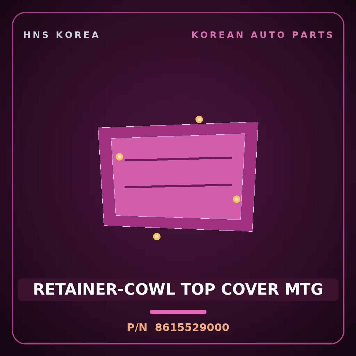 Genuine Mobis RETAINER-COWL TOP COVER MTG 8615529000 for Click 1996 HNS Parts Korea